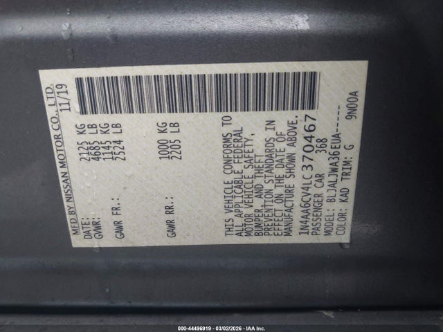 2020 NISSAN MAXIMA 1N4AA6CV4LC370467 Photo 8