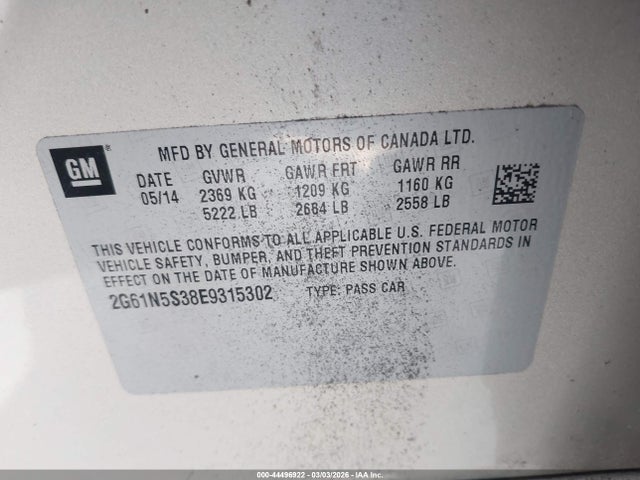 2014 CADILLAC XTS 2G61N5S38E9315302 Photo 8