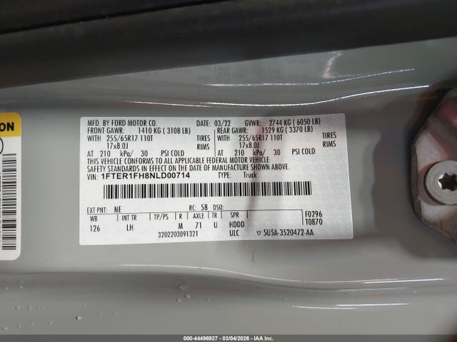 1FTER1FH8NLD00714 Ford Ranger Xlt