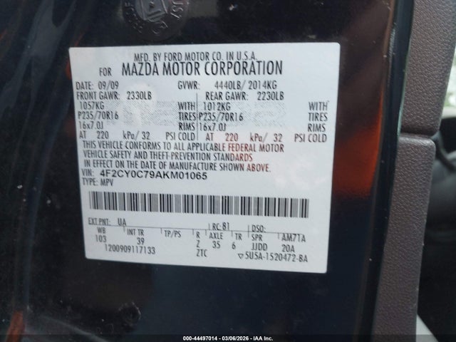 44497014 :رقم المزاد ، 4F2CY0C79AKM01065 vin ، 2010 Mazda Tribute I Touring مزاد بيع