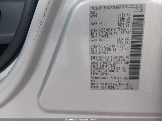 Nissan Pathfinder Sv 2019 5N1DR2MN2KC583256 Image 9