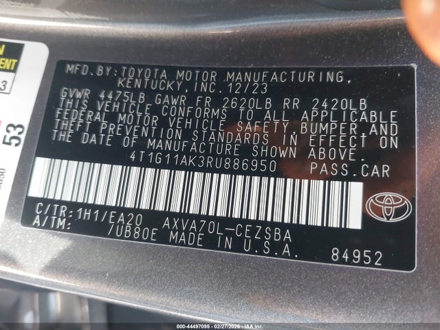 4T1G11AK3RU886950 Toyota CAMRY SE