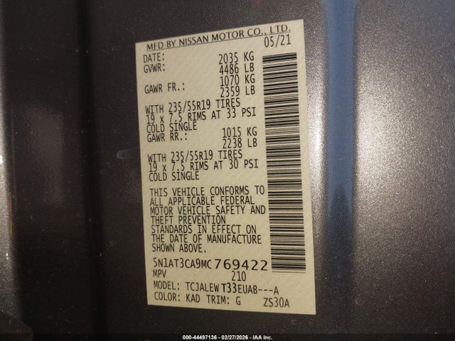 2021 NISSAN ROGUE 5N1AT3CA9MC769422 Photo 8