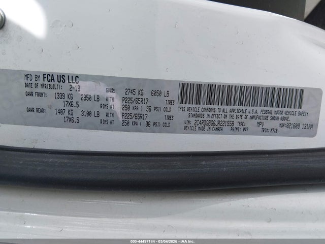 2C4RDGBG6JR221558 Dodge Grand Caravan Se Plus