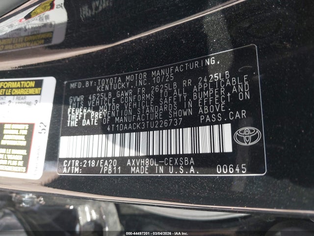 4T1DAACK3TU226737 Toyota CAMRY SE