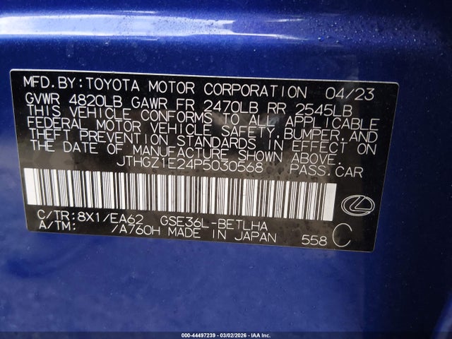 Продажа на аукционе авто 2023 Lexus Is 350 F Sport, vin: JTHGZ1E24P5030568, номер лота: 44497239