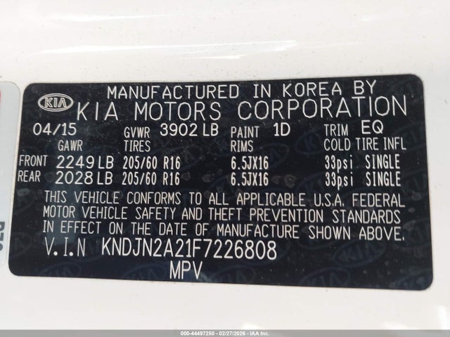 2015 KIA SOUL KNDJN2A21F7226808 Photo 8