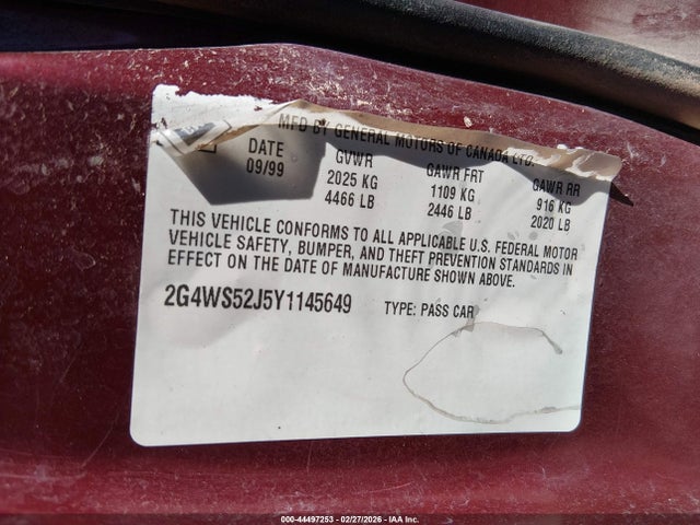 2000 BUICK CENTURY 2G4WS52J5Y1145649 Photo 8