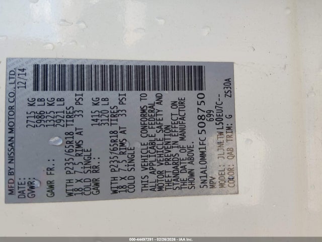 5N1AL0MM1FC508750 Infiniti QX60