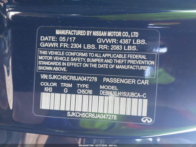 2018 Infiniti Qx30 Premium მანქანა იყიდება აუქციონზე, vin: SJKCH5CR6JA047278, აუქციონის ნომერი: 44497296