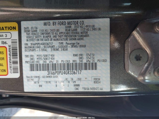 2016 FORD FUSION ENERGI 3FA6P0PU4GR336717 Photo 8