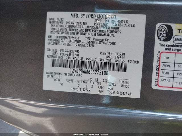 1ZVBP8AM6E5275108 Ford Mustang V6