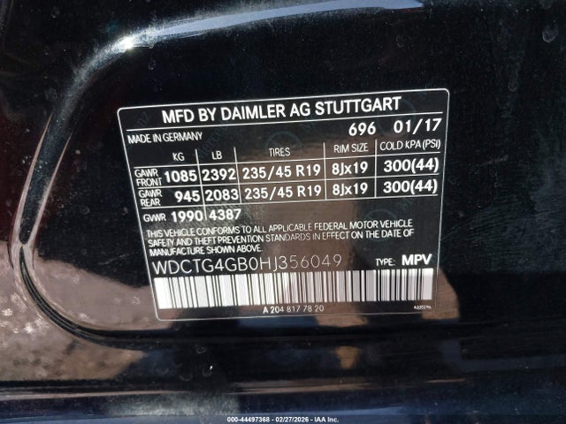 Продажа на аукционе авто 2017 Mercedes-benz Gla 250 4matic, vin: WDCTG4GB0HJ356049, номер лота: 44497368