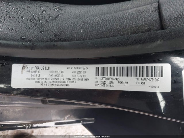 Продаж на аукціоні авто 2015 Chrysler 200 Limited, vin: 1C3CCCAB9FN647485, номер лоту: 44497378