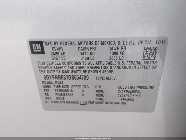 2016 CADILLAC SRX 3GYFNBE37GS554739 Photo 8