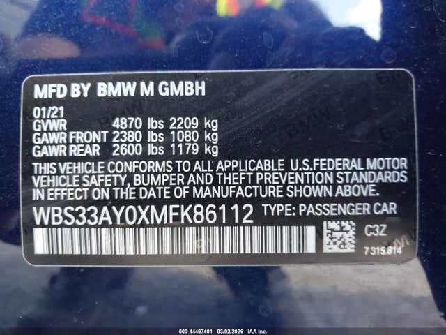 2021 BMW M3 WBS33AY0XMFK86112 Photo 8