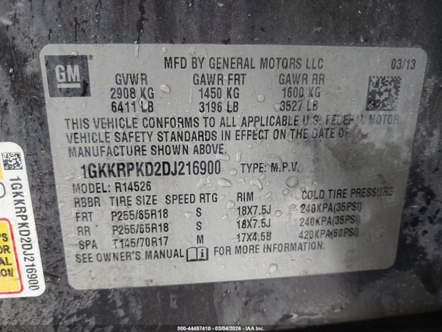 Aukcja sprzedaży 2013 Gmc Acadia Sle-2, vin: 1GKKRPKD2DJ216900, numer aukcji: 44497410