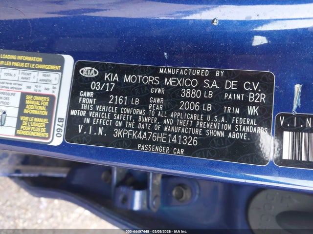 Aukcja sprzedaży 2017 Kia Forte Lx, vin: 3KPFK4A76HE141326, numer aukcji: 44497449
