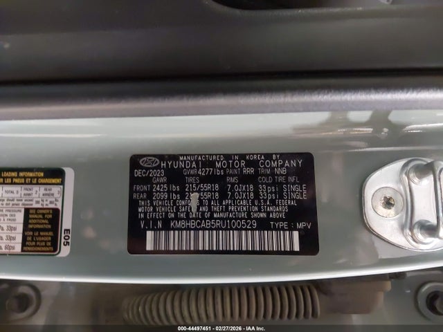 2024 Hyundai Kona Sel მანქანა იყიდება აუქციონზე, vin: KM8HBCAB5RU100529, აუქციონის ნომერი: 44497451