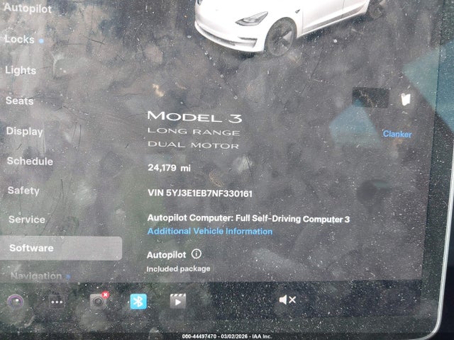 44497470 :رقم المزاد ، 5YJ3E1EB7NF330161 vin ، 2022 Tesla Model 3 Long Range Dual Motor All-wheel Drive مزاد بيع