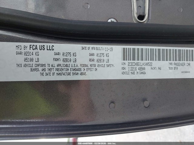 2C3CDXBG1LH100522 Dodge Charger Sxt Rwd