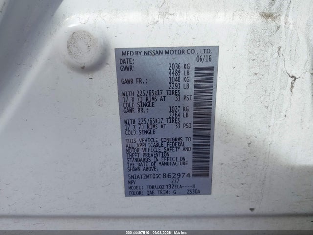 5N1AT2MT0GC862974 Nissan ROGUE SV
