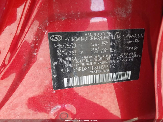 2020 HYUNDAI ELANTRA 5NPD84LF8LH593096 Photo 8