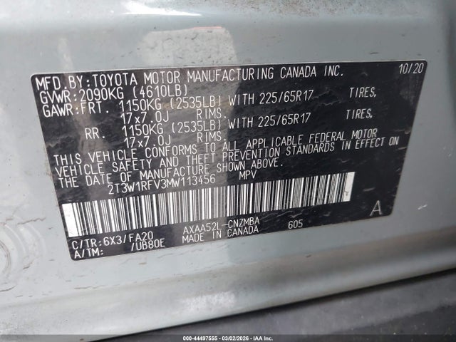 Toyota Rav4 Xle 2021 2T3W1RFV3MW113456 Image 9