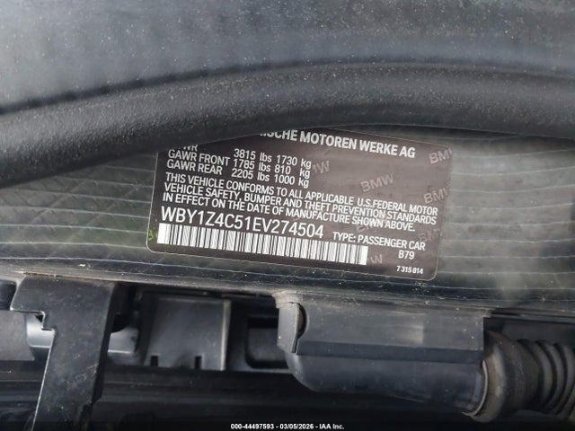 WBY1Z4C51EV274504 BMW I3 Base W/range Extender