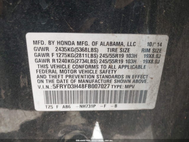 Продаж на аукціоні авто 2015 Acura Mdx Technology Package, vin: 5FRYD3H48FB007027, номер лоту: 44497606