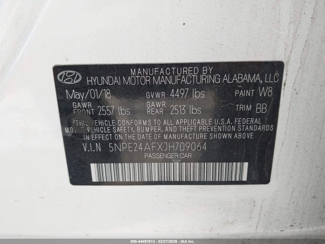 5NPE24AFXJH709064 Hyundai SONATA SE