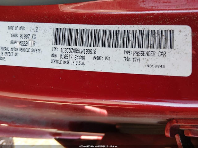 Продажа на аукционе авто 2012 Dodge Avenger Se, vin: 1C3CDZAB5CN193618, номер лота: 44497614