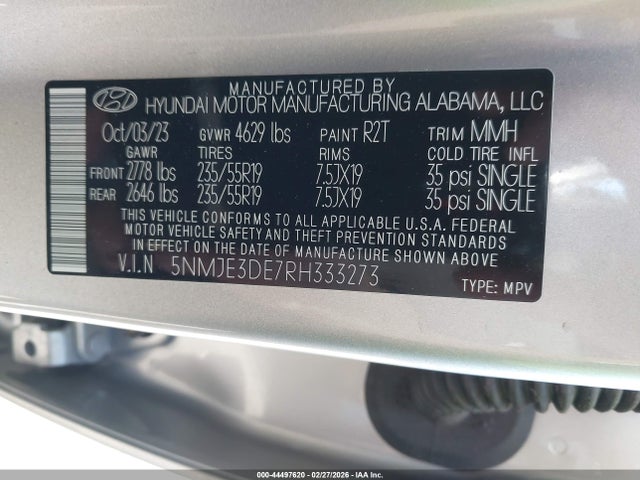 5NMJE3DE7RH333273 Hyundai Tucson Limited