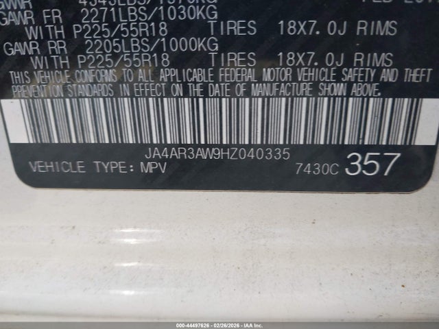 Продаж на аукціоні авто 2017 Mitsubishi Outlander Sport 2.4 Se, vin: JA4AR3AW9HZ040335, номер лоту: 44497626