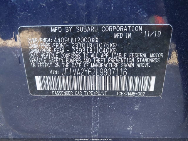 2020 SUBARU WRX STI JF1VA2Y62L9807116 Photo 8