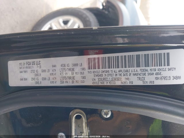 Продажа на аукционе авто 2018 Ram 2500 Tradesman  4x4 6'4 Box, vin: 3C6UR5CL1JG303691, номер лота: 44497714