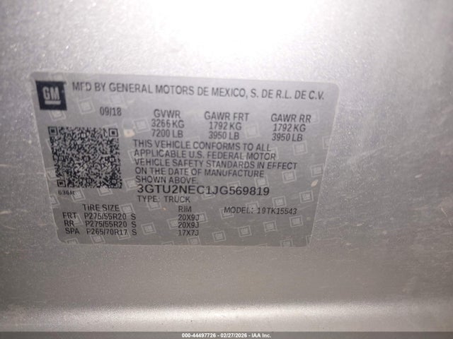 GMC Sierra 1500 Slt 2018 3GTU2NEC1JG569819 Image 9