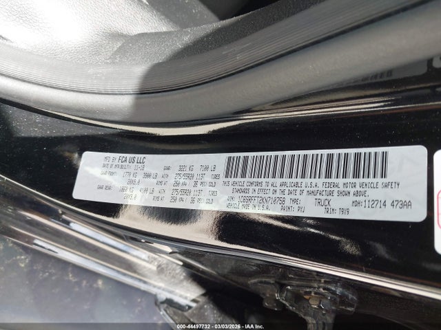 44497732 :رقم المزاد ، 1C6SRFFT2KN710758 vin ، 2019 Ram 1500 Big Horn/lone Star  4x4 5'7 Box مزاد بيع