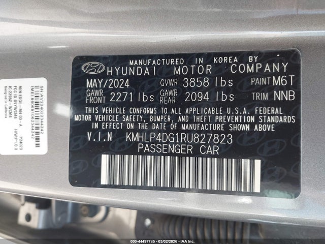 Продаж на аукціоні авто 2024 Hyundai Elantra Limited, vin: KMHLP4DG1RU827823, номер лоту: 44497785