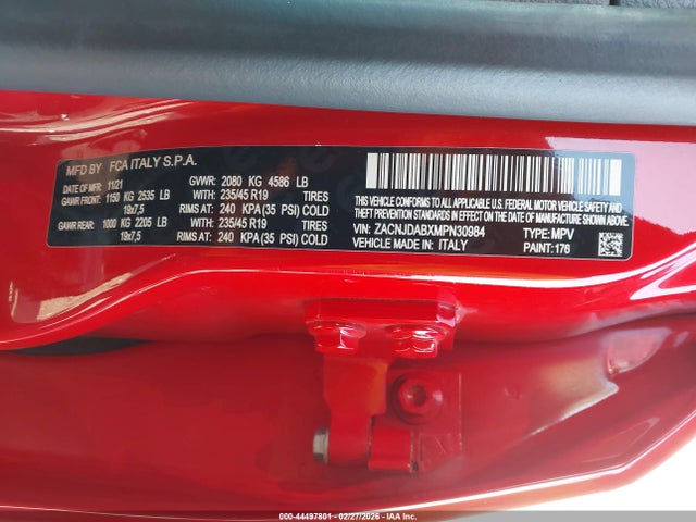 ZACNJDABXMPN30984 Jeep Renegade Jeepster 4x4