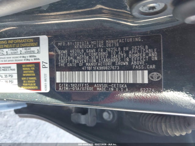 Toyota CAMRY SE 2017 4T1BF1FK9HU627673 Image 9
