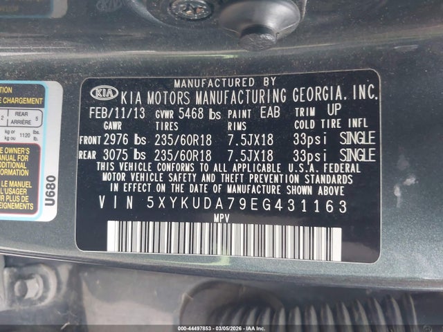 5XYKUDA79EG431163 KIA Sorento Ex V6