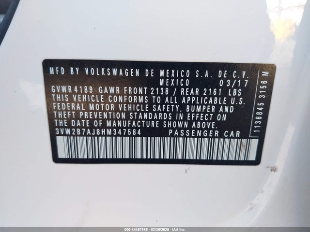 3VW2B7AJ8HM347584 Volkswagen Jetta 1.4t S