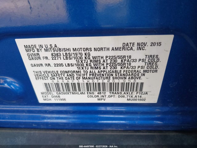 Mitsubishi Outlander Sport Es 2015 4A4AP3AW6FE061958 Image 9