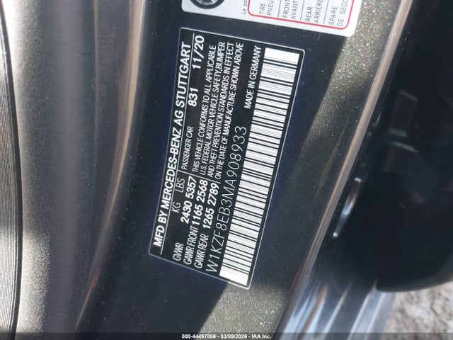 Aukcja sprzedaży 2021 Mercedes-benz E 350 4matic, vin: W1KZF8EB3MA908933, numer aukcji: 44497896