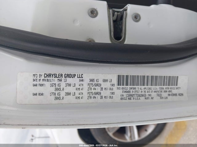 44497909 :رقم المزاد ، 1C6RR6MT7DS628059 vin ، 2013 Ram 1500 Sport مزاد بيع