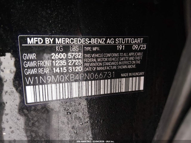 W1N9M0KB4PN066731 Mercedes-Benz Eqb 300 Suv 4matic