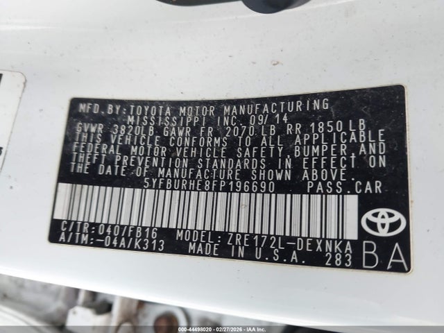 Toyota Corolla Le/le Plus/le Premium 2015 5YFBURHE8FP196690 Image 9