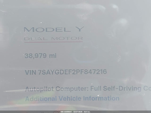 Продаж на аукціоні авто 2023 Tesla Model Y Performance Dual Motor All-wheel Drive, vin: 7SAYGDEF2PF847216, номер лоту: 44498041