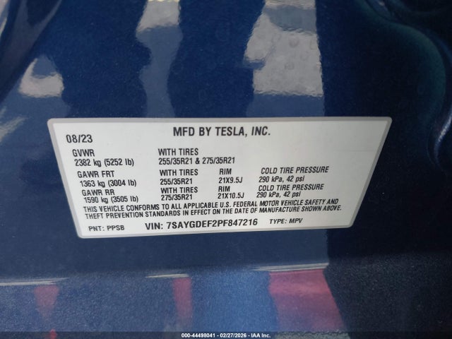Продаж на аукціоні авто 2023 Tesla Model Y Performance Dual Motor All-wheel Drive, vin: 7SAYGDEF2PF847216, номер лоту: 44498041